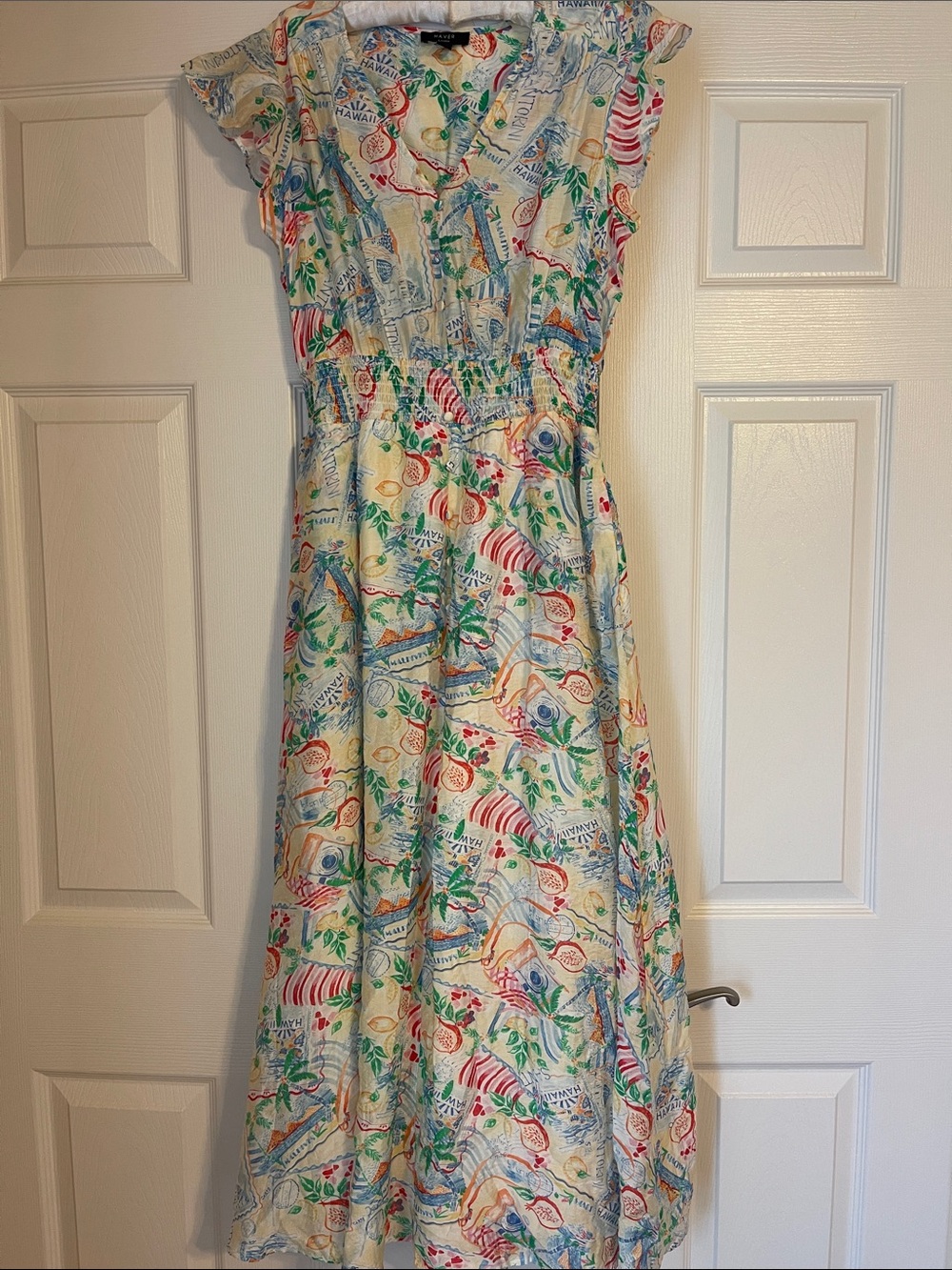 River Island Cream Maxi Dress with Multicolor Tropical Print